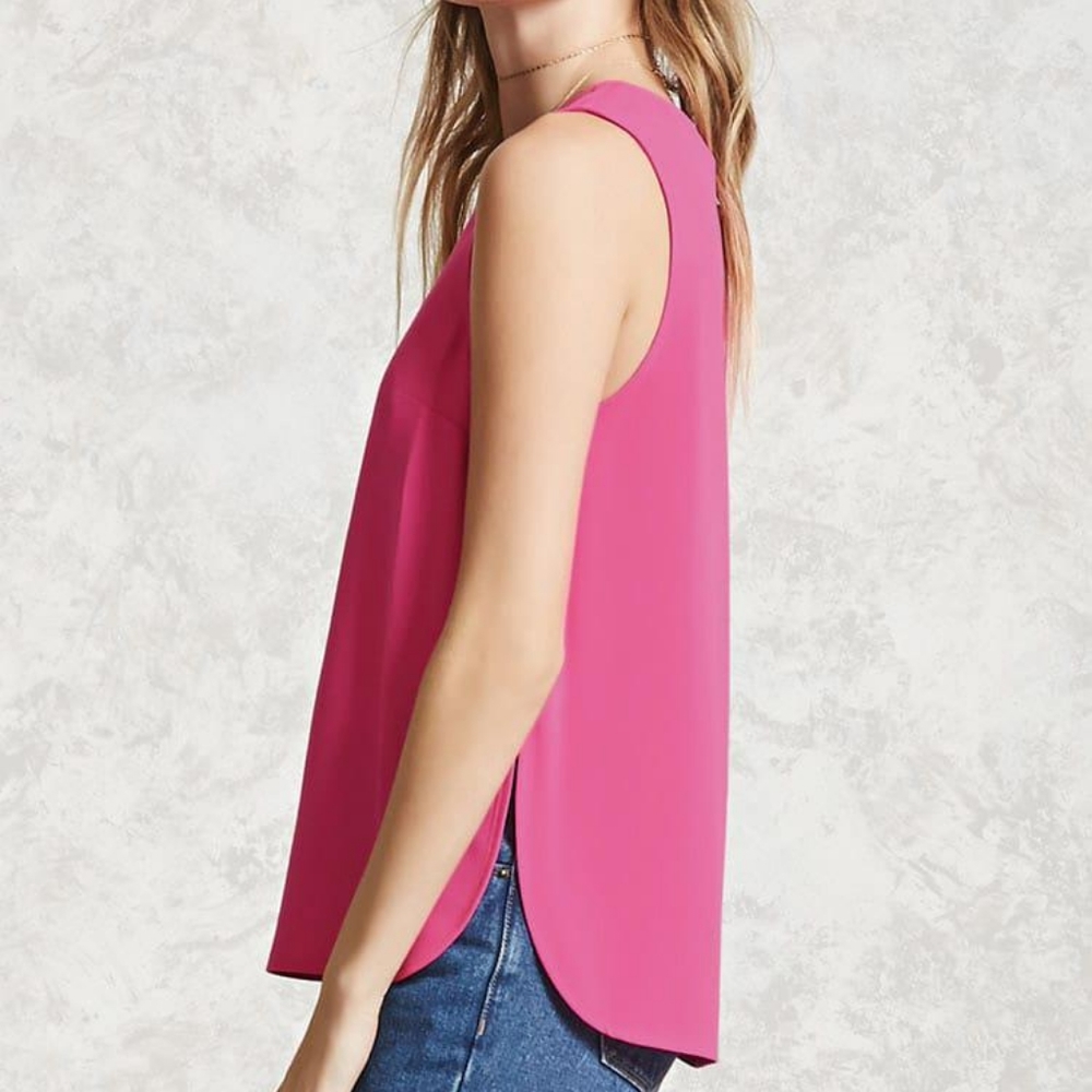 NWT Hot Neon Pink Sheer Sleeveless Top